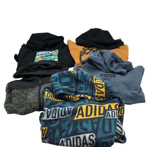Boy Size 8 Hoodies BUNDLE Sweatshirts Adidas Puma Timberland Mixed Fleece - Picture 1 of 8